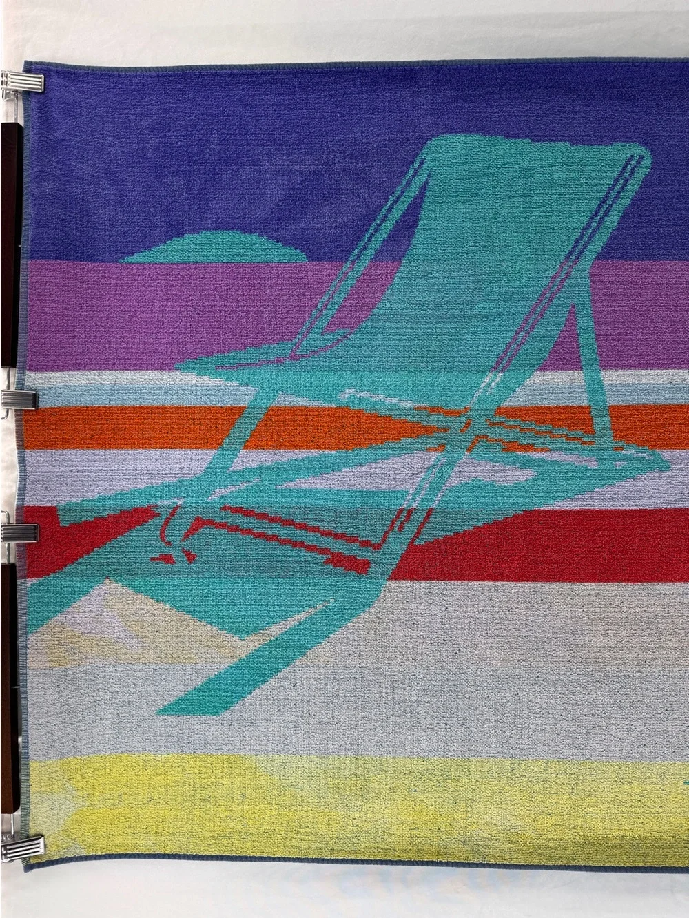 Rare Vintage Cobra 1980s Beach Towel Turquoise Deck Chair Motif Coastal Pop Art